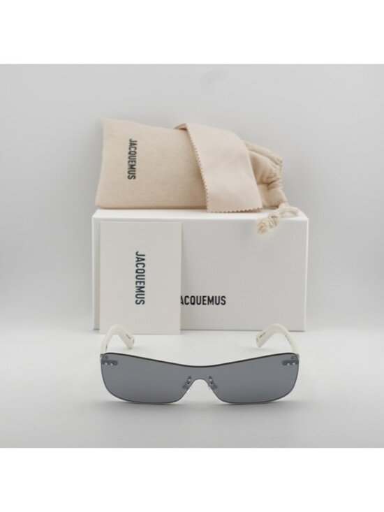 Jacquemus MIRADA JAC/69 C3 Sunglasses White Shield Frame, Silver Mirror Lenses main image 5